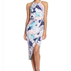 Chelsea28 Floral Faux Wrap Mid-Length Dress